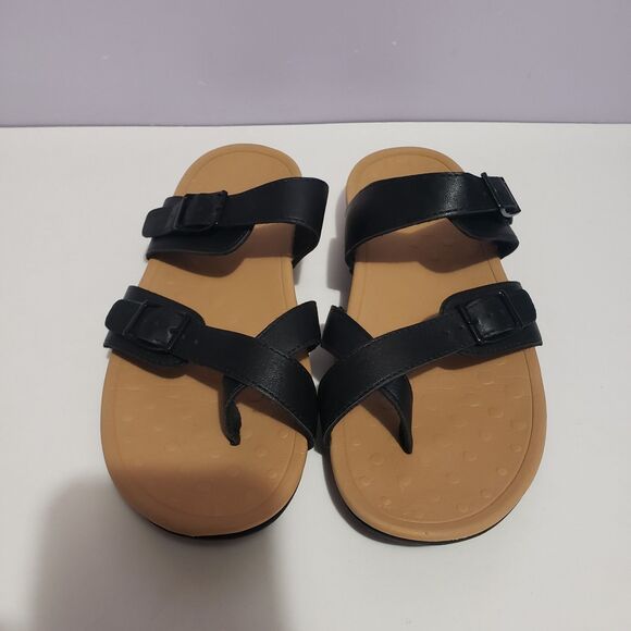 My Soft Sz 10  Black Sandals Slip On Faux Leather Women's - Picture 5 of 8